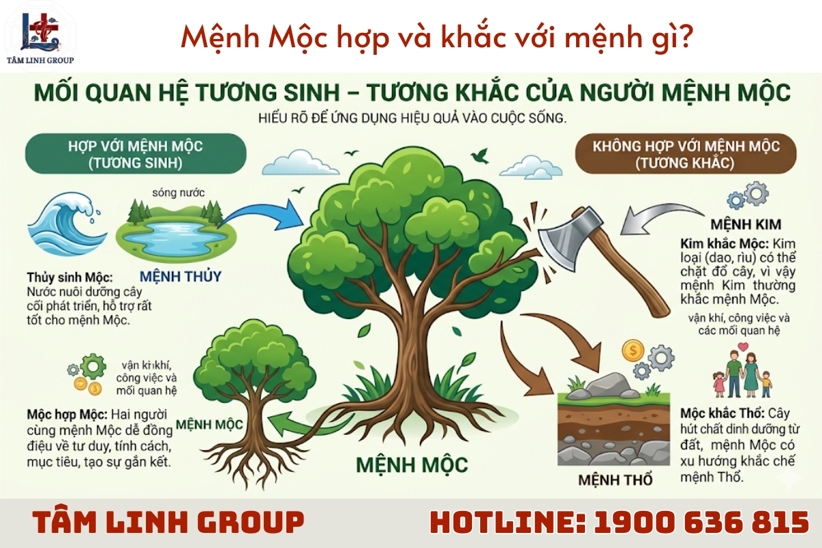 Mệnh Mộc hợp và khắc với mệnh gì