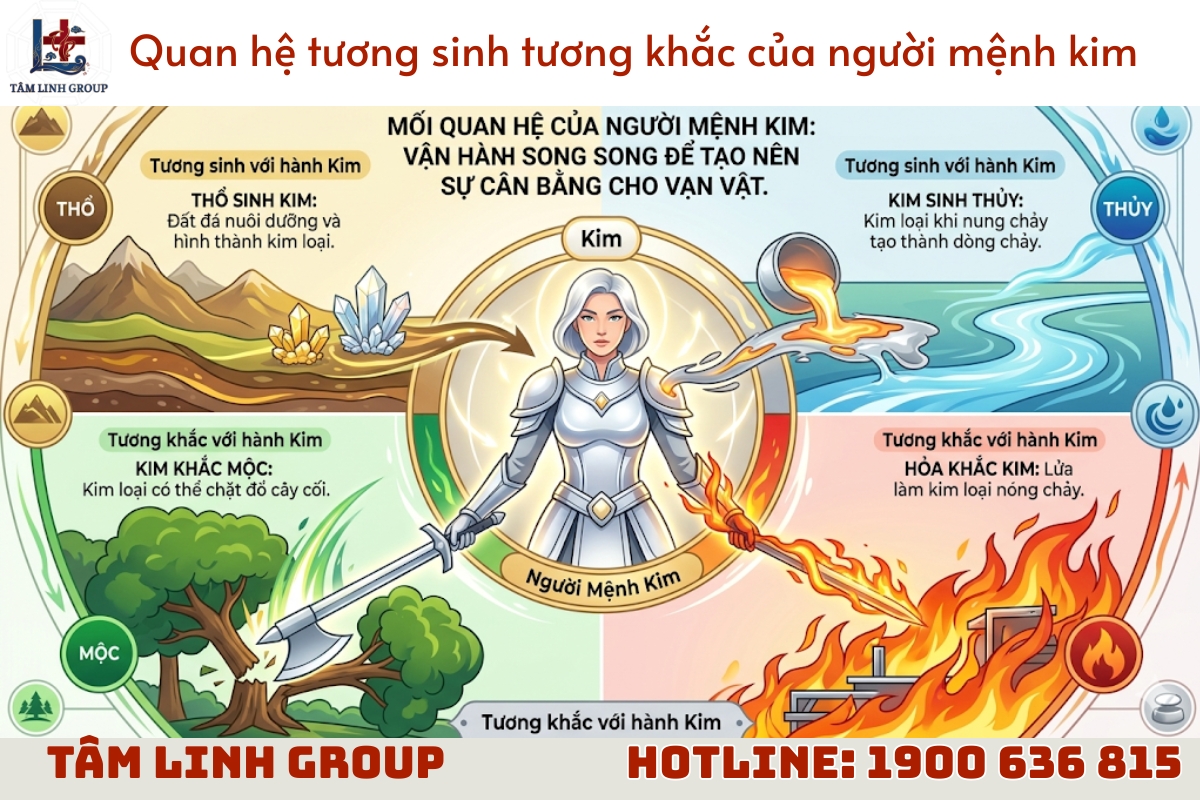 Hành kim là gì? Giải mã phong thủy người mệnh kim 3 Quan hệ tương sinh tương khắc của người mệnh kim