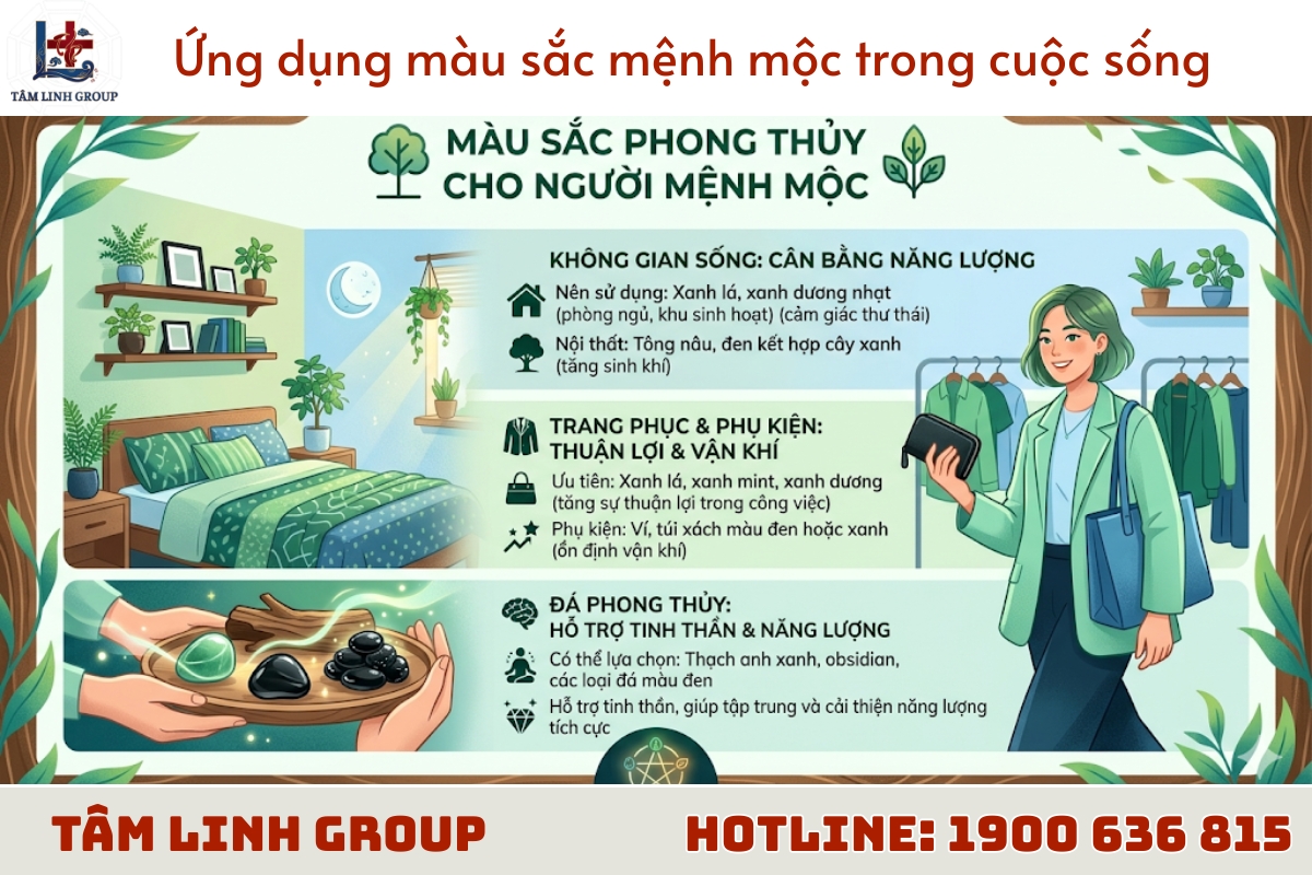 Ứng dụng màu sắc mệnh mộc trong cuộc sống